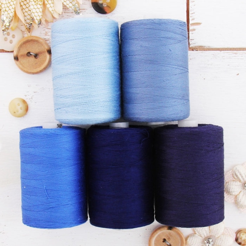 Cotton Quilting Thread Set – 5 Blue Tones – 1000 Meters