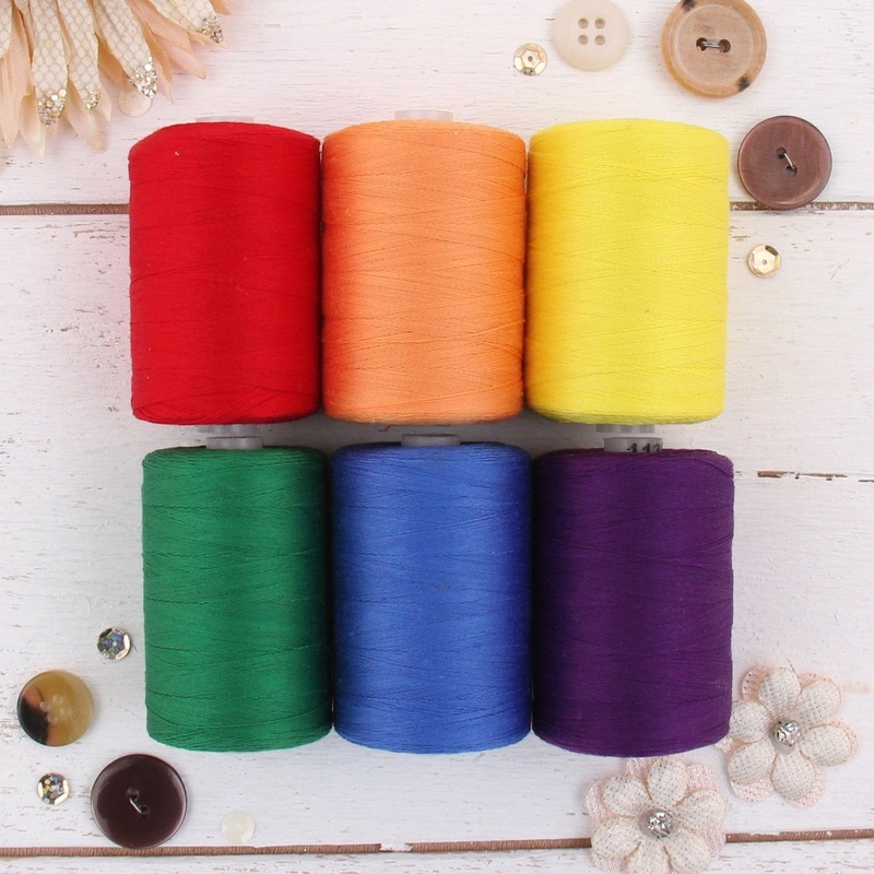 Cotton Quilting Thread Set – 6 Rainbow Tones – 1000 Meters