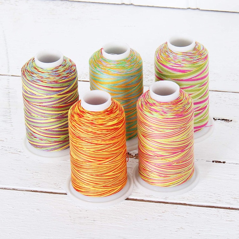 Cotton Variegated Thread Set – 5 Cone Collection of Multicolor Party Colors