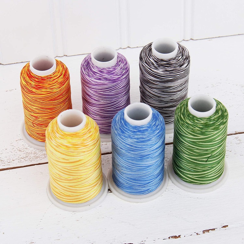 Cotton Variegated Thread Set – 6 Cone Collection of Multicolor Rainbow Colors