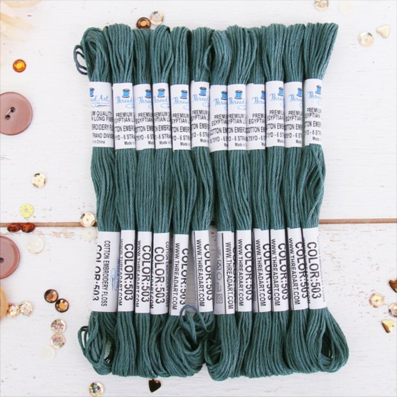 Dark Antique Grey Premium Cotton Embroidery Floss – Box of 12 – Six Strand Thread – No. 503