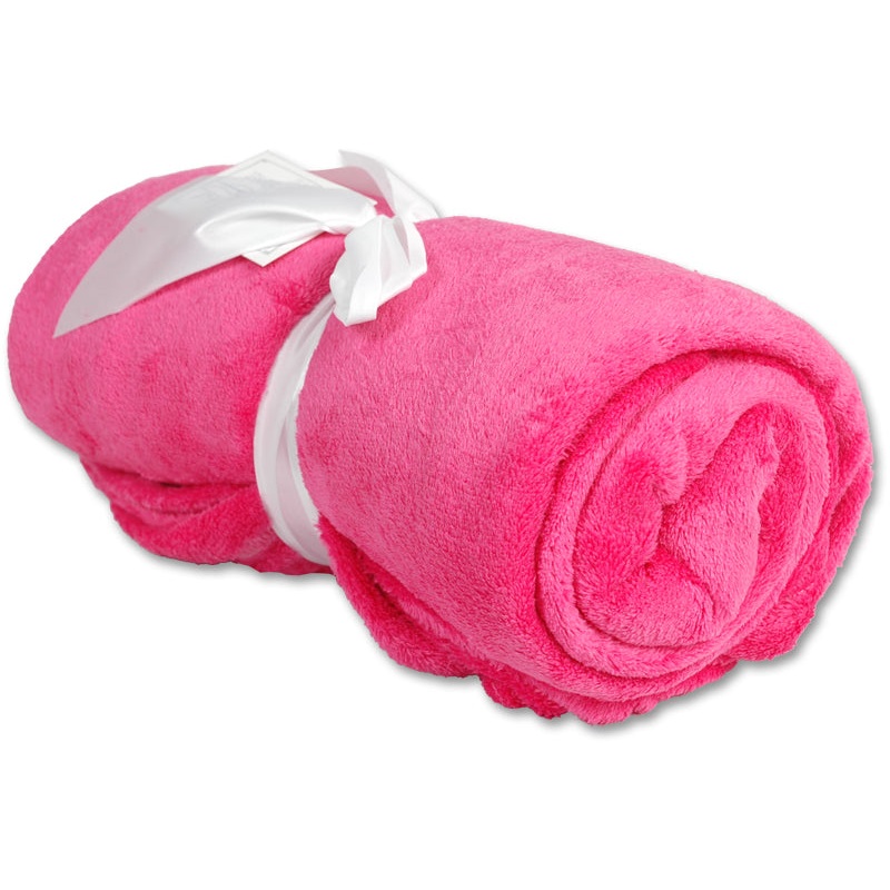 Pack of 3 Plush Fleece Blanket – Hot Pink