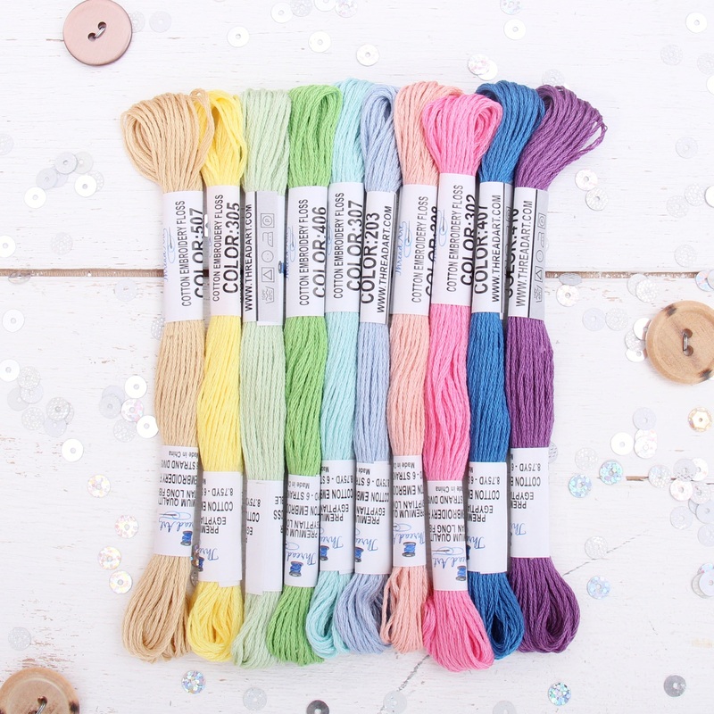 Premium Cotton Embroidery Floss Set in 10 Frostings Colors – Six Strand Thread