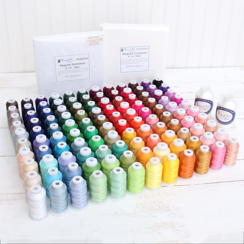 120 Color Embroidery Machine Starter Bundle With Thread, Stabilizer & Bobbins