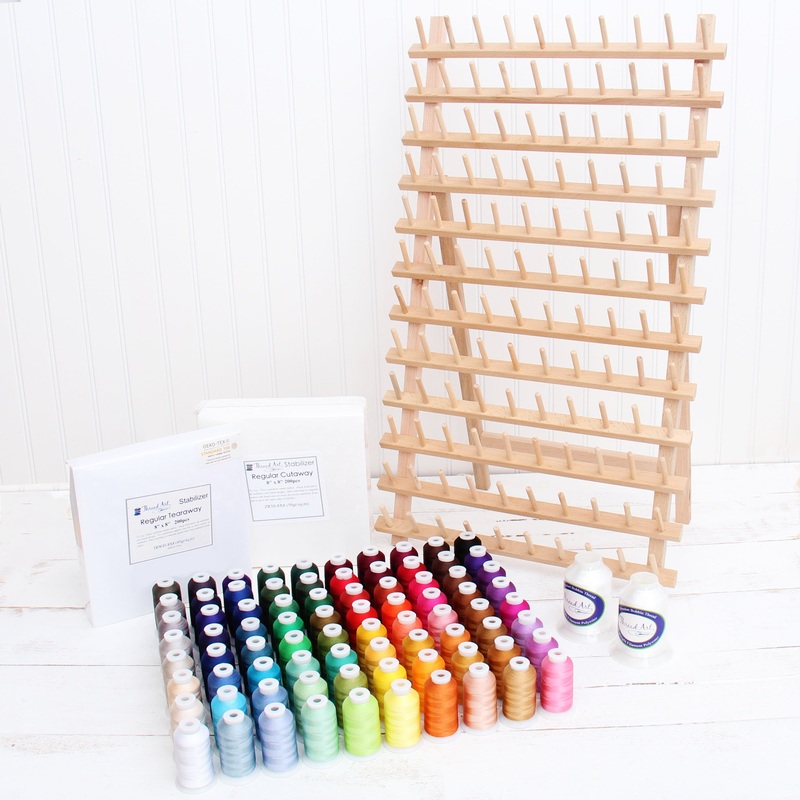 80 Color Embroidery Machine Starter Bundle With Thread, Rack, Stabilizer, & Bobbins