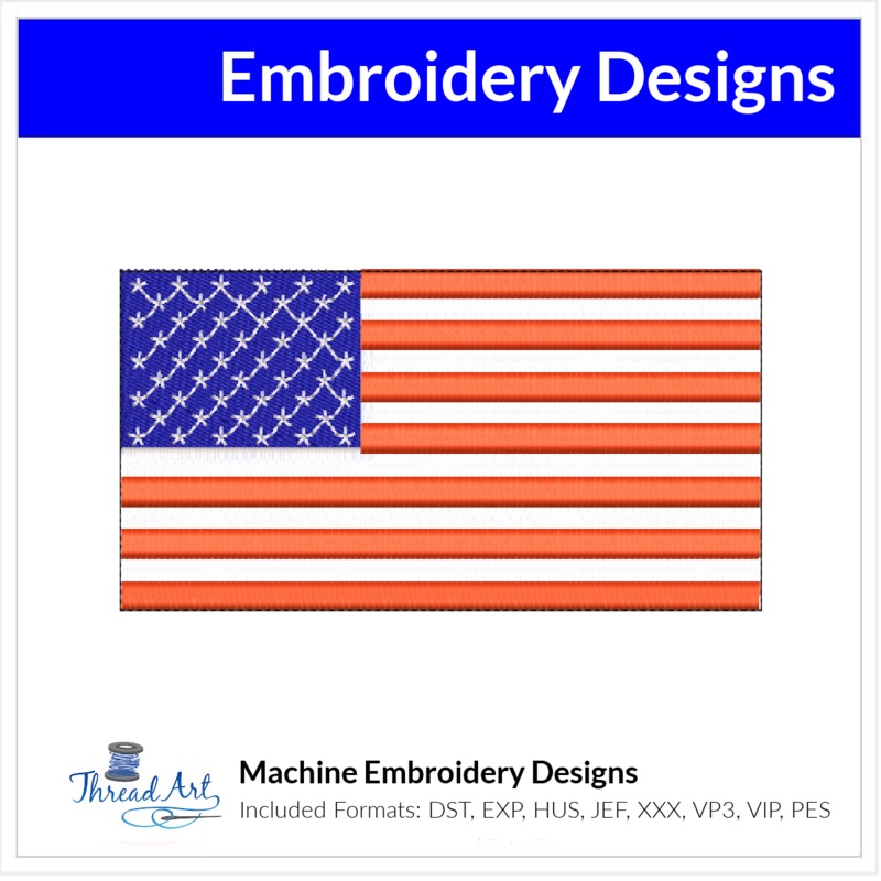 American Flag Embroidery Design Instant Download  – Multiple Sizes – 8 Formats
