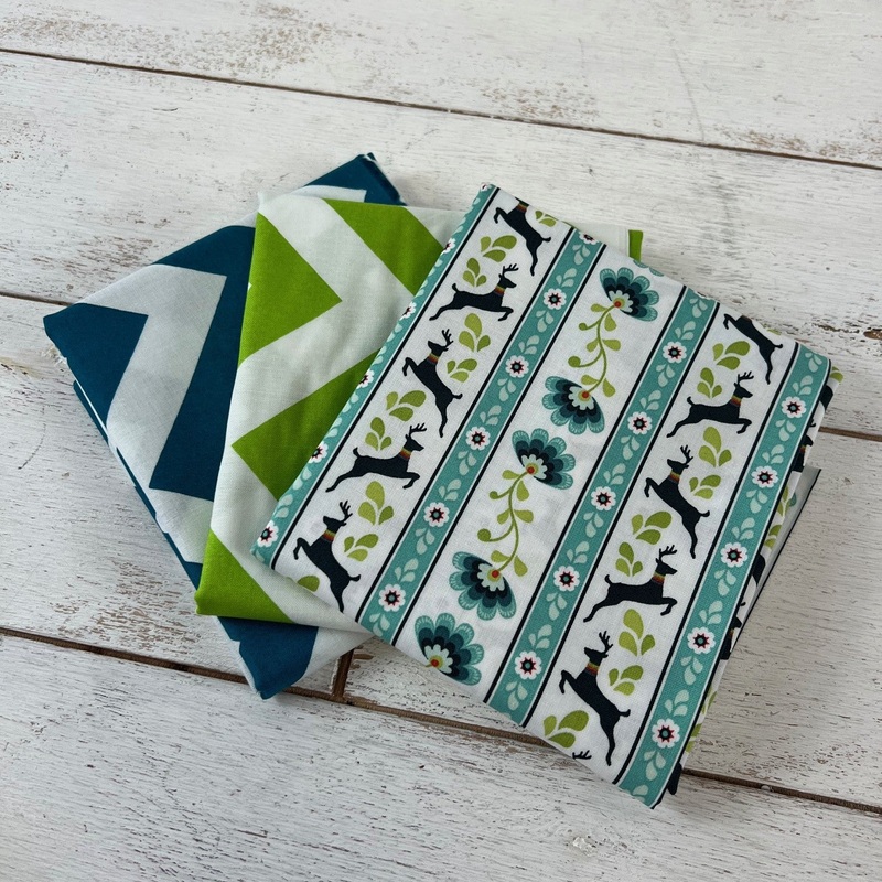 Clearance Fabric Bundle – Teal & Yellow – 3 Half Yard Cuts of Cotton Fabric