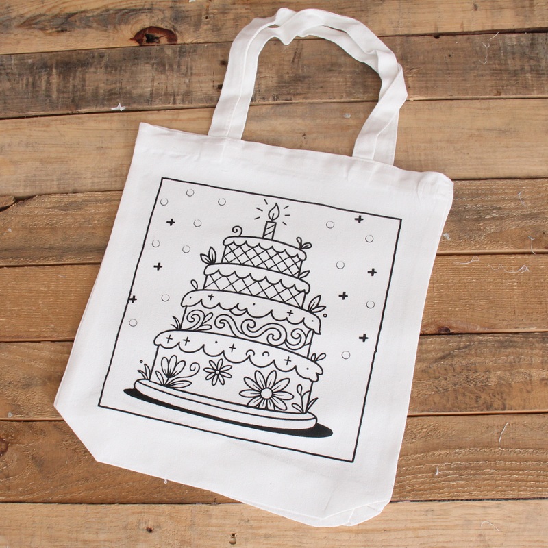 Color Your Own Tote Bag – Cake Design (Without Markers)