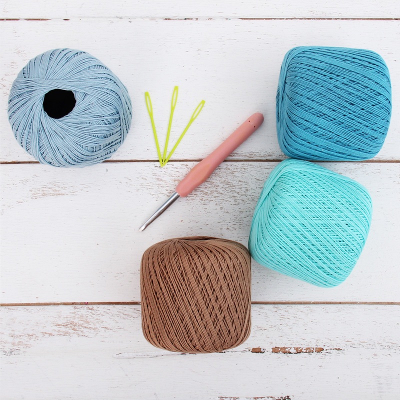Cotton Crochet Thread Set – Beach Vibe Colors – Size 3 – Four 140 Yd Balls
