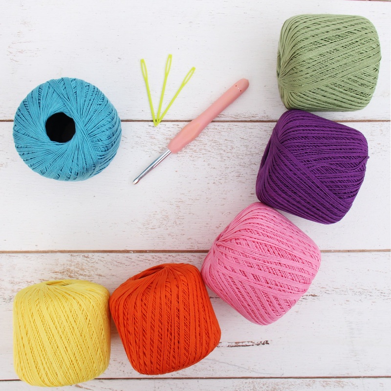 Cotton Crochet Thread Set – Confetti Colors – Size 10 – Six 175 Yd Balls