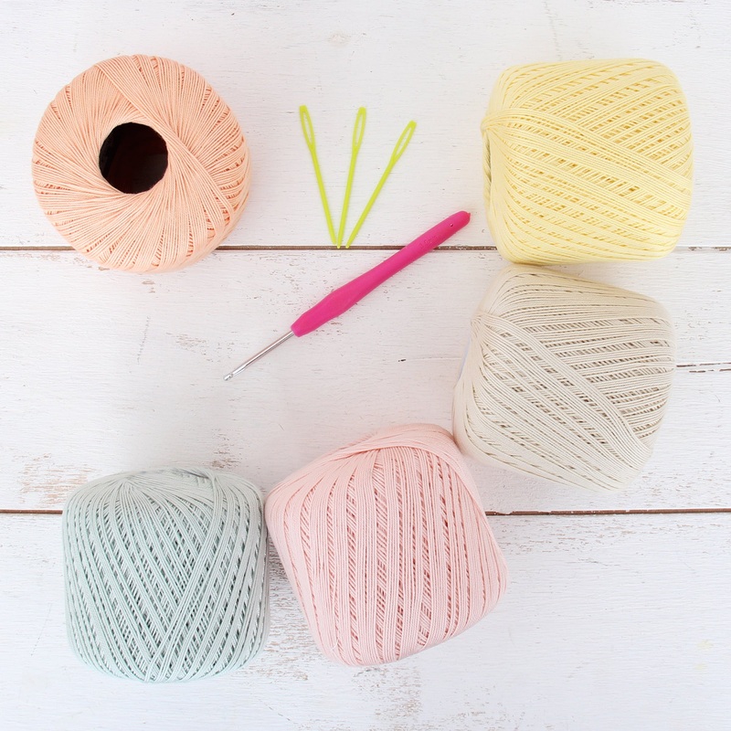Cotton Crochet Thread Set – Pastel Colors – Size 10 – Five 175 Yd Balls