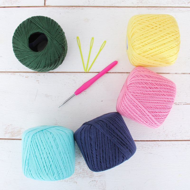 Cotton Crochet Thread Set – Spring Colors – Size 3 – Five 140 Yd Balls