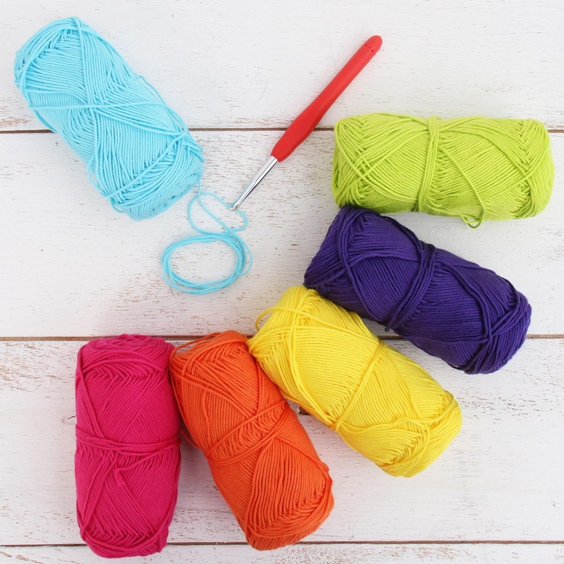 Crochet 100% Pure Cotton Yarn #2 Set – 6 Pack of Confetti Colors – Sport Weight