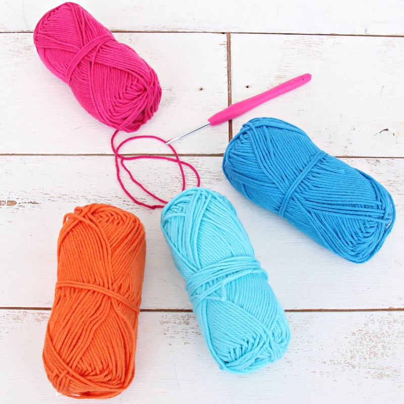 Crochet 100% Pure Cotton Yarn #4 Set  – 4 Pack of Electric Pop Colors