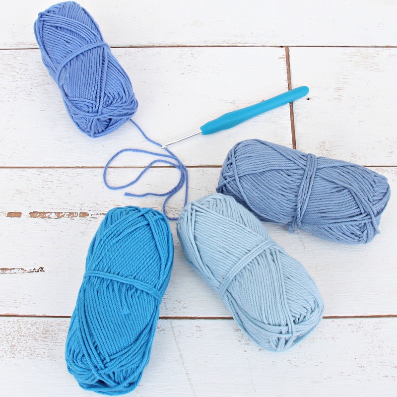 Crochet 100% Pure Cotton Yarn #4 Set  – 4 Pack of Summer Blues Colors