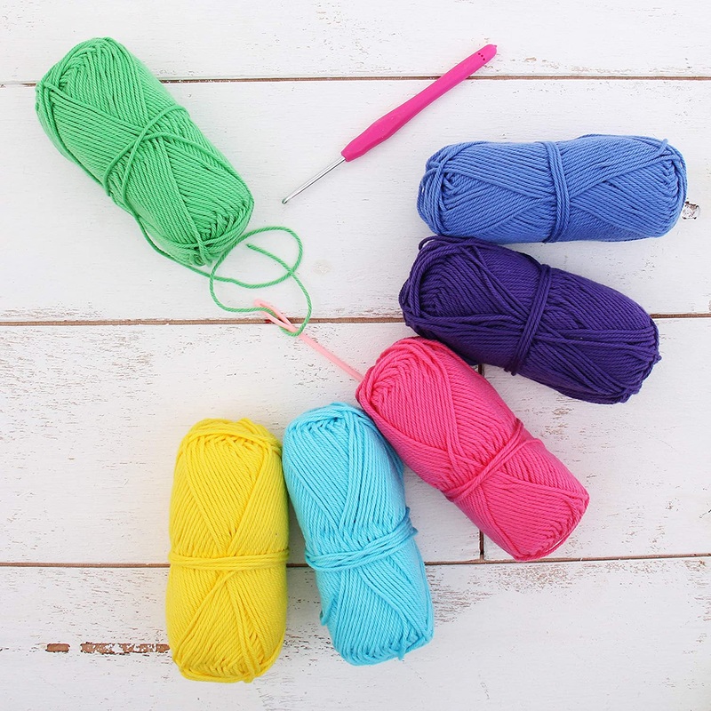 Crochet 100% Pure Cotton Yarn #4 Set  – 6 Pack of Crayon Colors