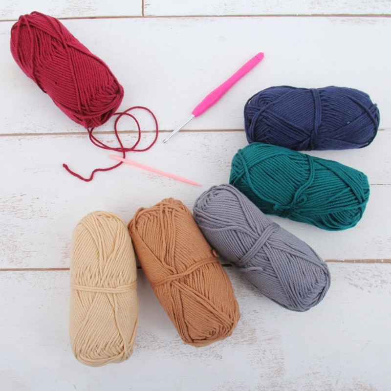 Crochet 100% Pure Cotton Yarn #4 Set  – 6 Pack of Gemstone Colors