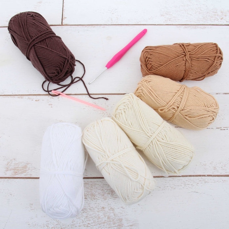 Crochet 100% Pure Cotton Yarn #4 Set  – 6 Pack of Neutral Colors