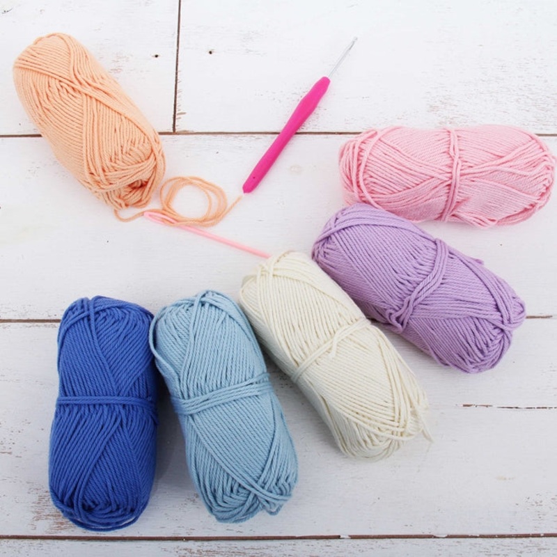 Crochet 100% Pure Cotton Yarn #4 Set  – 6 Pack of Pastel Colors