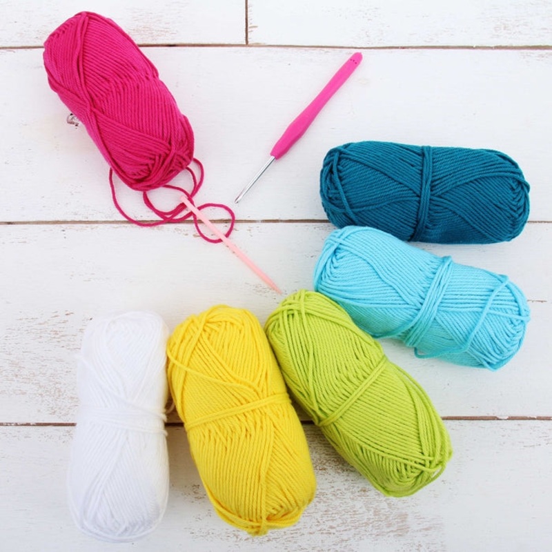 Crochet 100% Pure Cotton Yarn #4 Set  – 6 Pack of Spring Flower Colors