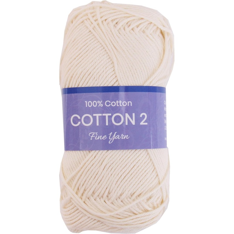 Crochet Cotton Yarn – Off White – #2 Sport Weight – 50 gram skeins – 165 yds