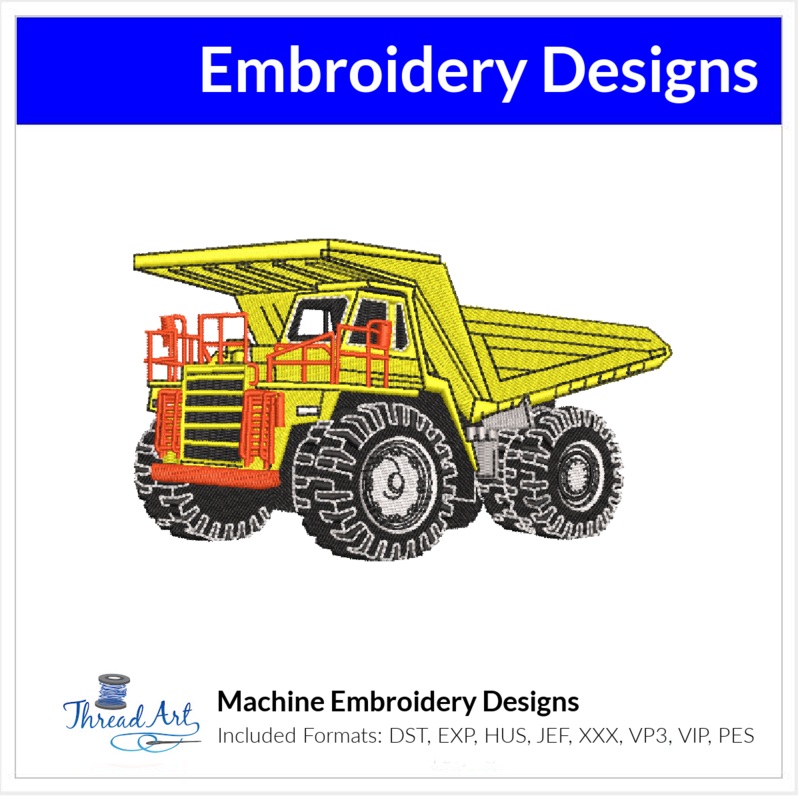 Dump Truck Embroidery Design Instant Download  – Multiple Sizes – 8 Formats