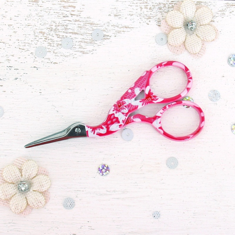 Floral Pink Stork Scissors
