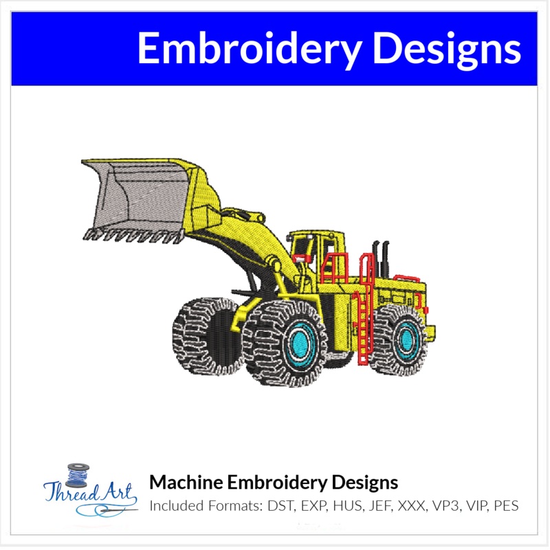 Front loader Truck Embroidery Design Instant Download  – Multiple Sizes – 8 Formats