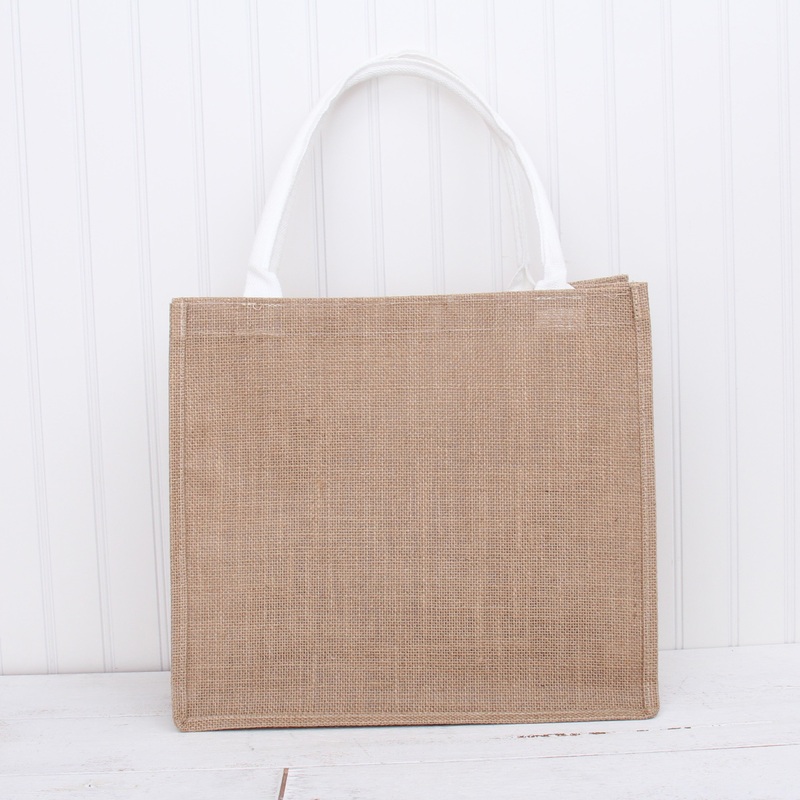 Jute Tote Bag – Medium Size 14.5x13x7 – Fine Burlap Tote Bag