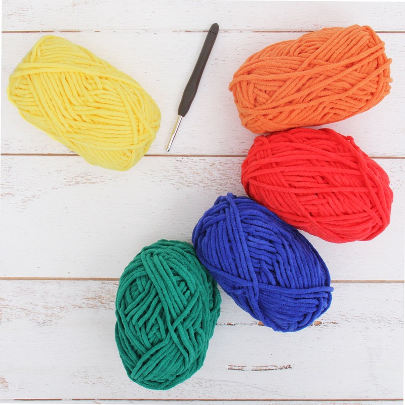 Super Soft Chenille Yarn Set – Bright Colors – Pack of 5 Skeins – #5-50 Gram Skeins – 60 yds each