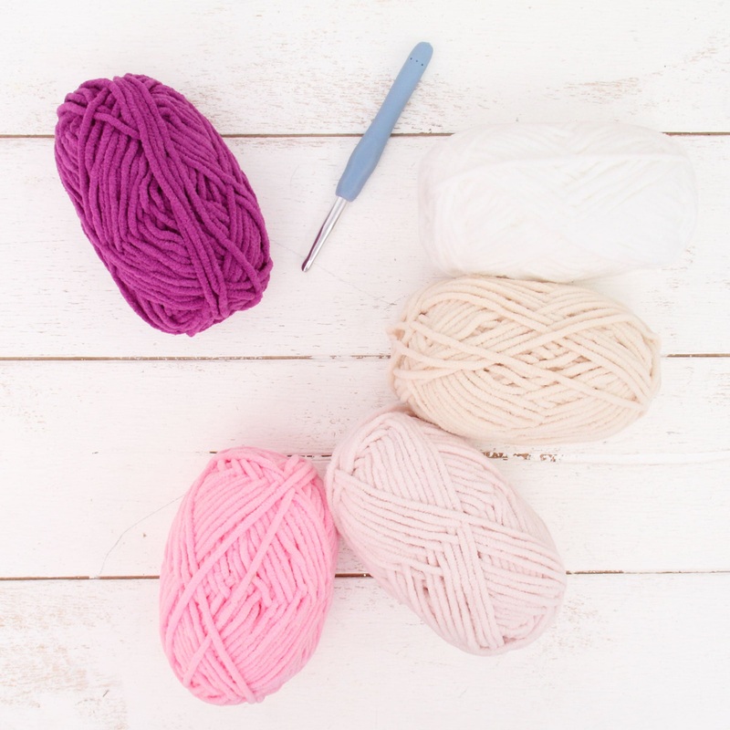 Super Soft Chenille Yarn Set – Pink Blossom Colors – Pack of 5 Skeins – #5-50 Gram Skeins – 60 yds each