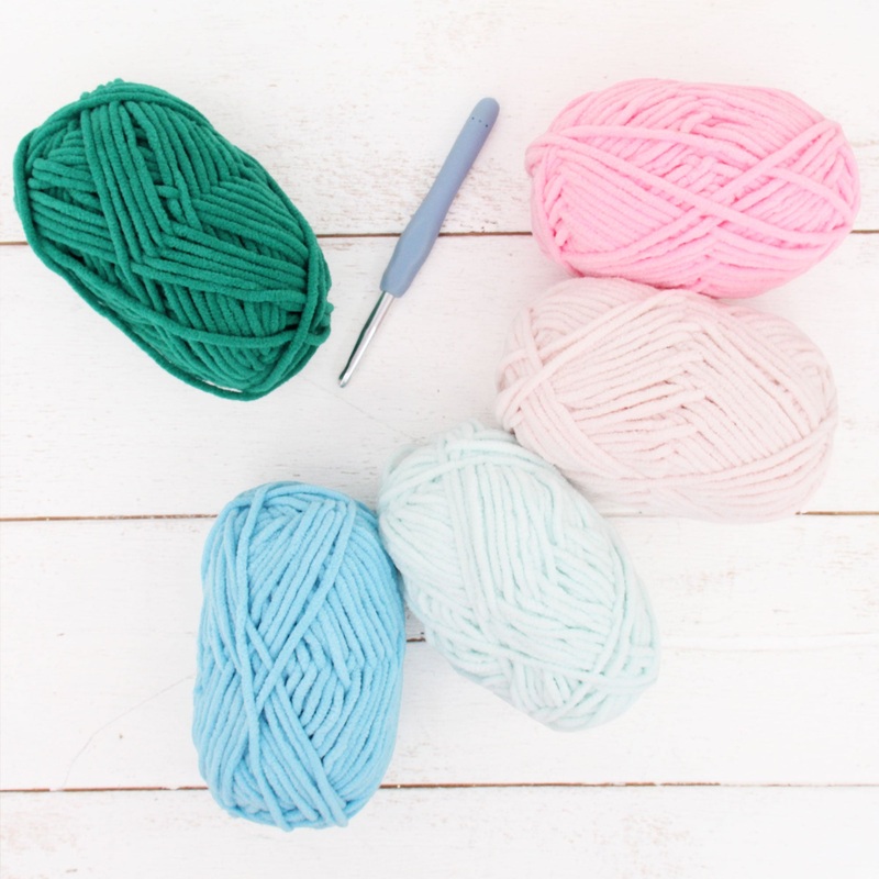 Super Soft Chenille Yarn Set – Spring Morning Colors – Pack of 5 Skeins – #5-50 Gram Skeins – 60 yds each