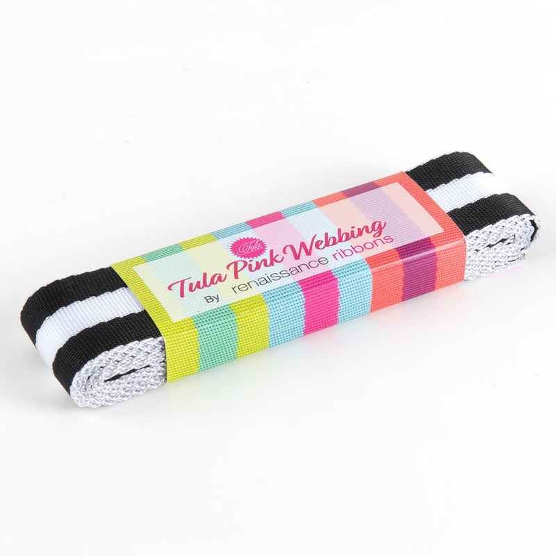 2yd Black/White – 1.5″ Nylon Webbing – by Tula Pink