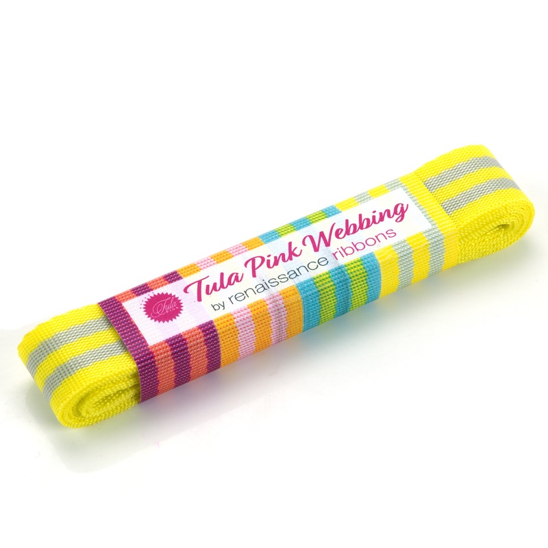 2yd Grey/Neon Yellow – 1″ Nylon Webbing – by Tula Pink