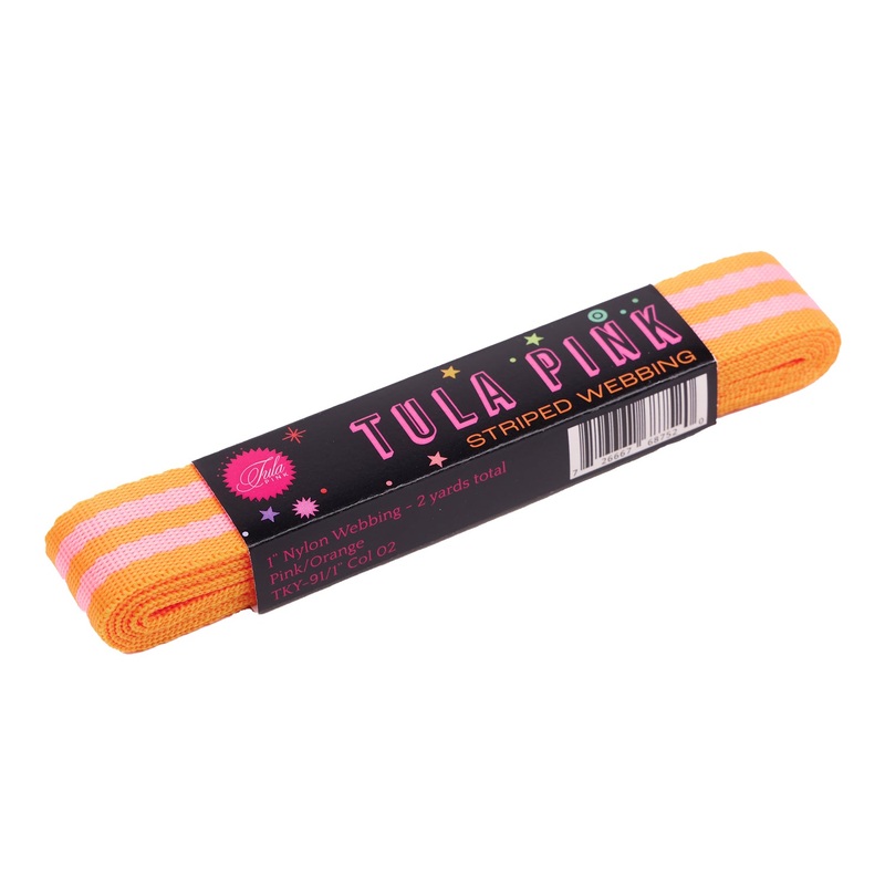 2yd Pink/Orange – 1″ Nylon Webbing – by Tula Pink