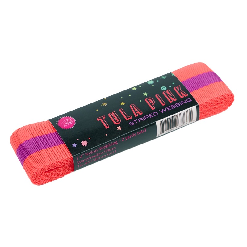 2yd Watermelon and Plum – 1.5″ Nylon Webbing – by Tula Pink