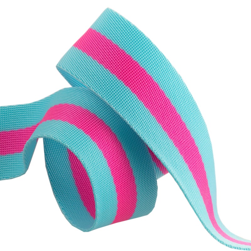 Aqua and Hot Pink – 1.5″ Nylon Webbing – by Tula Pink – 1 Yard