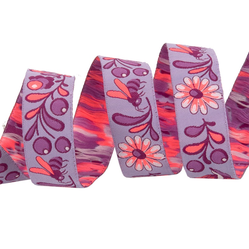 Birds & Bees in Mystic/Purple – 7/8″ width – Tula Pink EverGlow – by the yd
