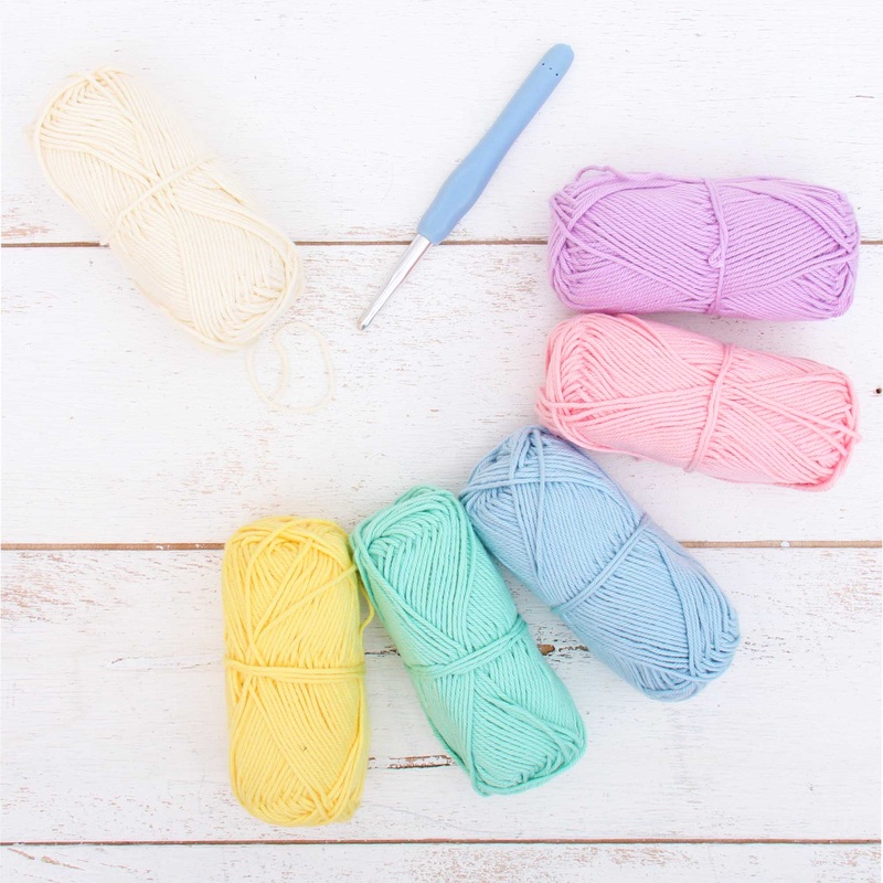 Crochet 100% Pure Cotton Yarn #4 Set  – 6 Pack of Cupcake Colors