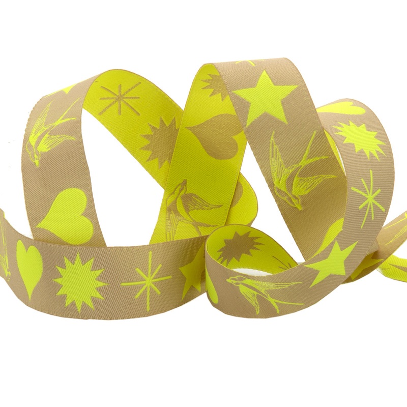 Fairy Flakes in Moonbeam/Neon – 7/8″ width – Tula Pink EverGlow – by the yd