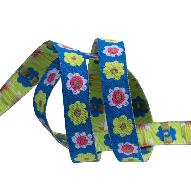 Narrow Blue Flowers row – 3/8″ – Kaffe Fassett – by the yard