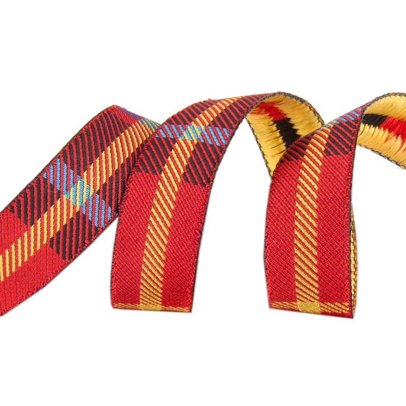 Red Woven Plaid  – 5/8″ -by the yard
