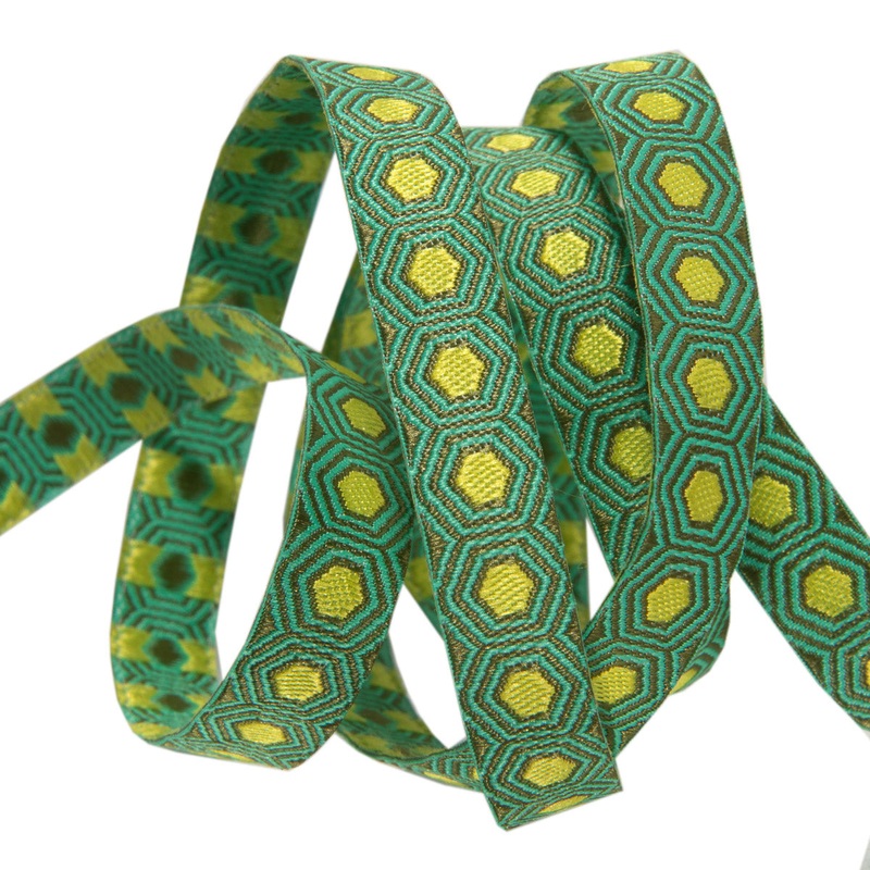 Tiny Yellow Tortoise dots on green  – 3/8″ -by the yard