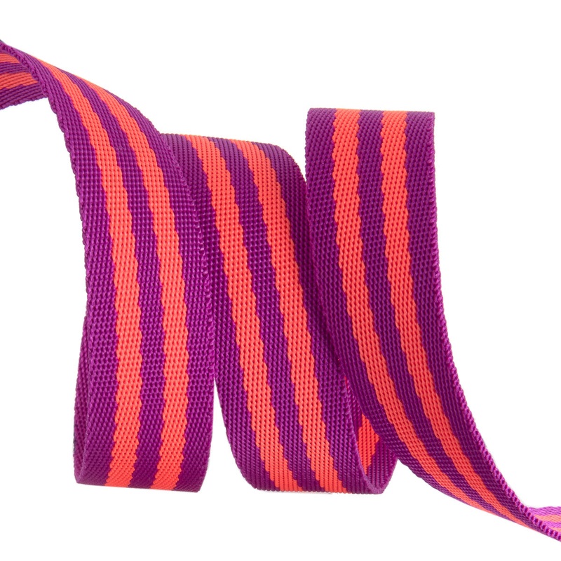 Watermelon/Plum – 1″ wide Nylon Webbing – by Tula Pink – 1 Yard