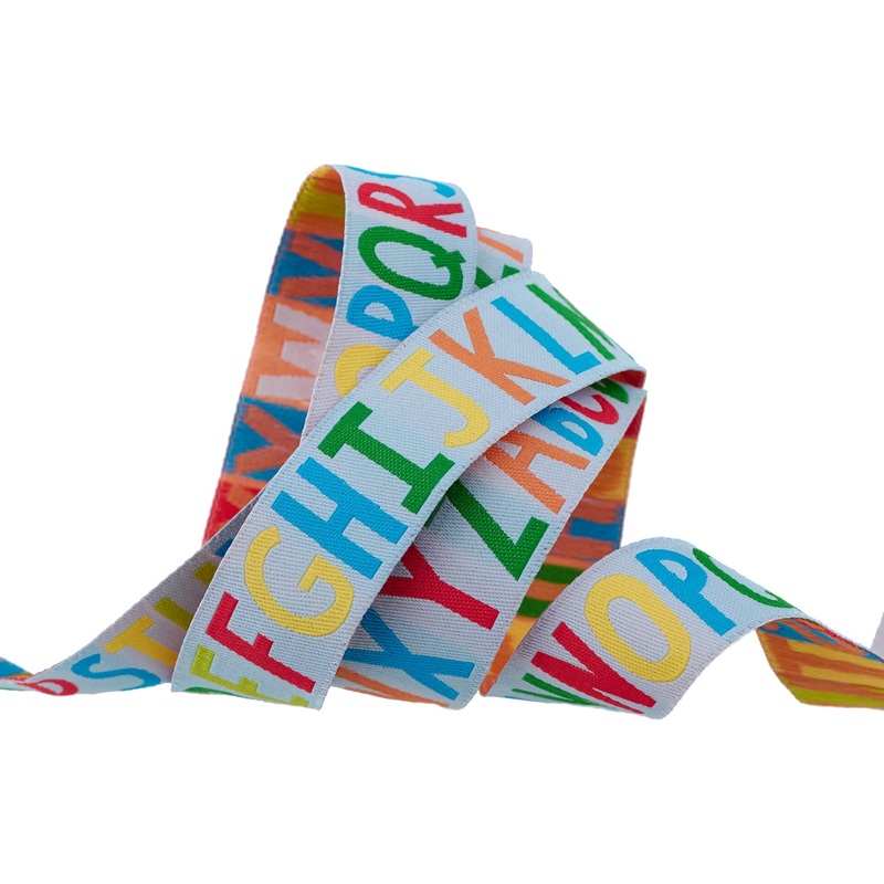 Alphabet Soup in Bright Sky – 7/8″ width – Back to School by Stacy Iest Hsu – One Yard