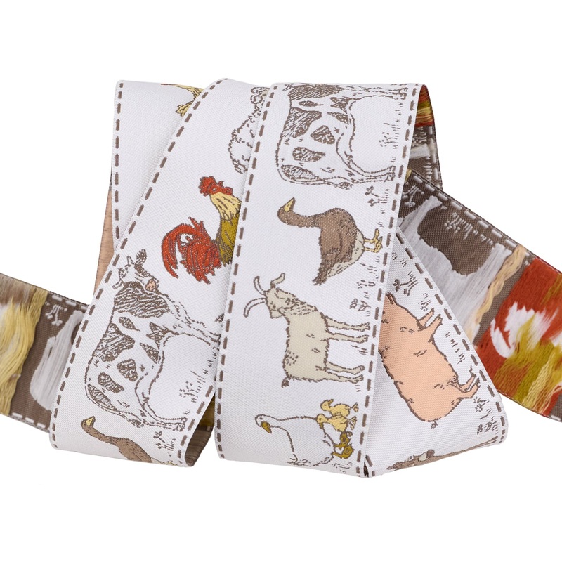 Animal Farm in Linen – 1-1/2″ width – Farmstead by Stacy Iest Hsu – One Yard