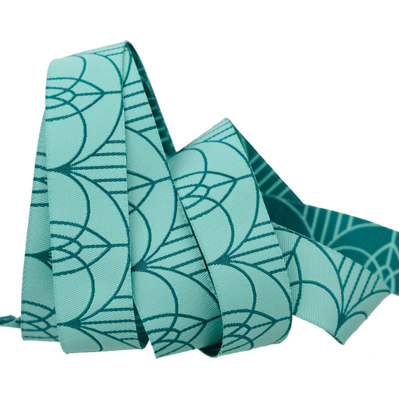 Bridges in Teal – 7/8″ width – Savannah – One Yard