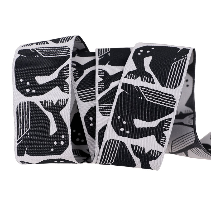 By the Seaside – Grumpy Whale in Black – 1-1/2″ width – By Loes Van Oosten – One Yard