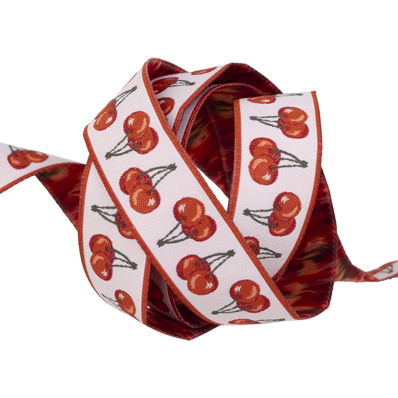 Cherries Jubilee in Porcelain – 7/8″ width – Farmstead by Stacy Iest Hsu – One Yard
