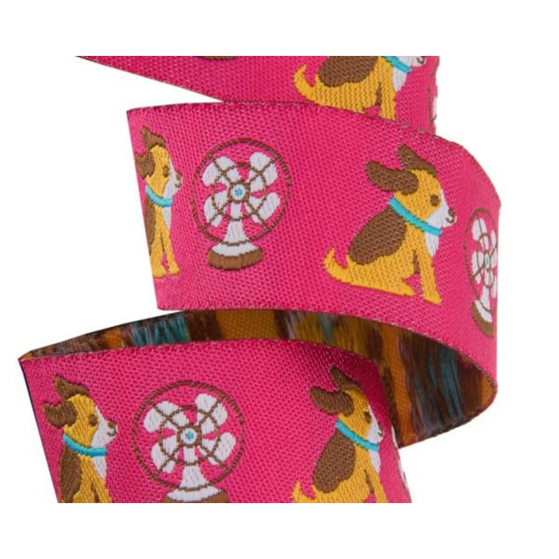 Chili Dog on Pink- 7/8″ width – by Jessica Jones – One Yard
